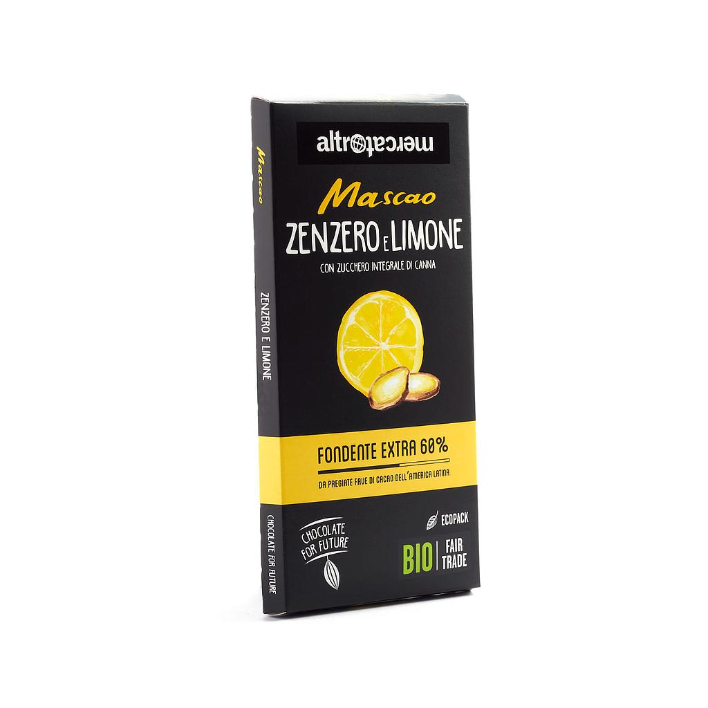 mascao - cioccolato fondente allo zenzero e limone - bio - 100 g