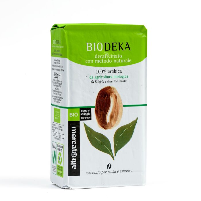 biodeka - 100% arabica - decaffeinato naturale - macinato per moka ed espresso- bio