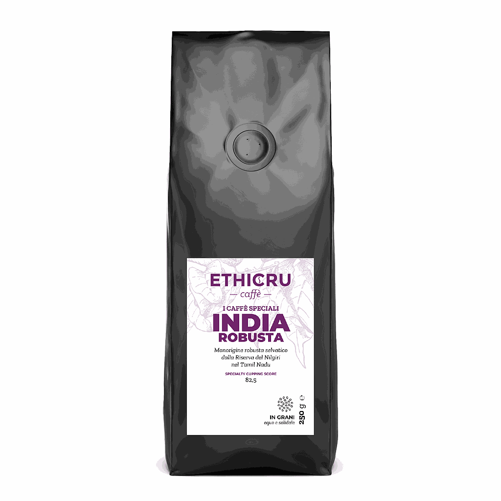 Ethicru Monorigine India robusta 250 g in grani