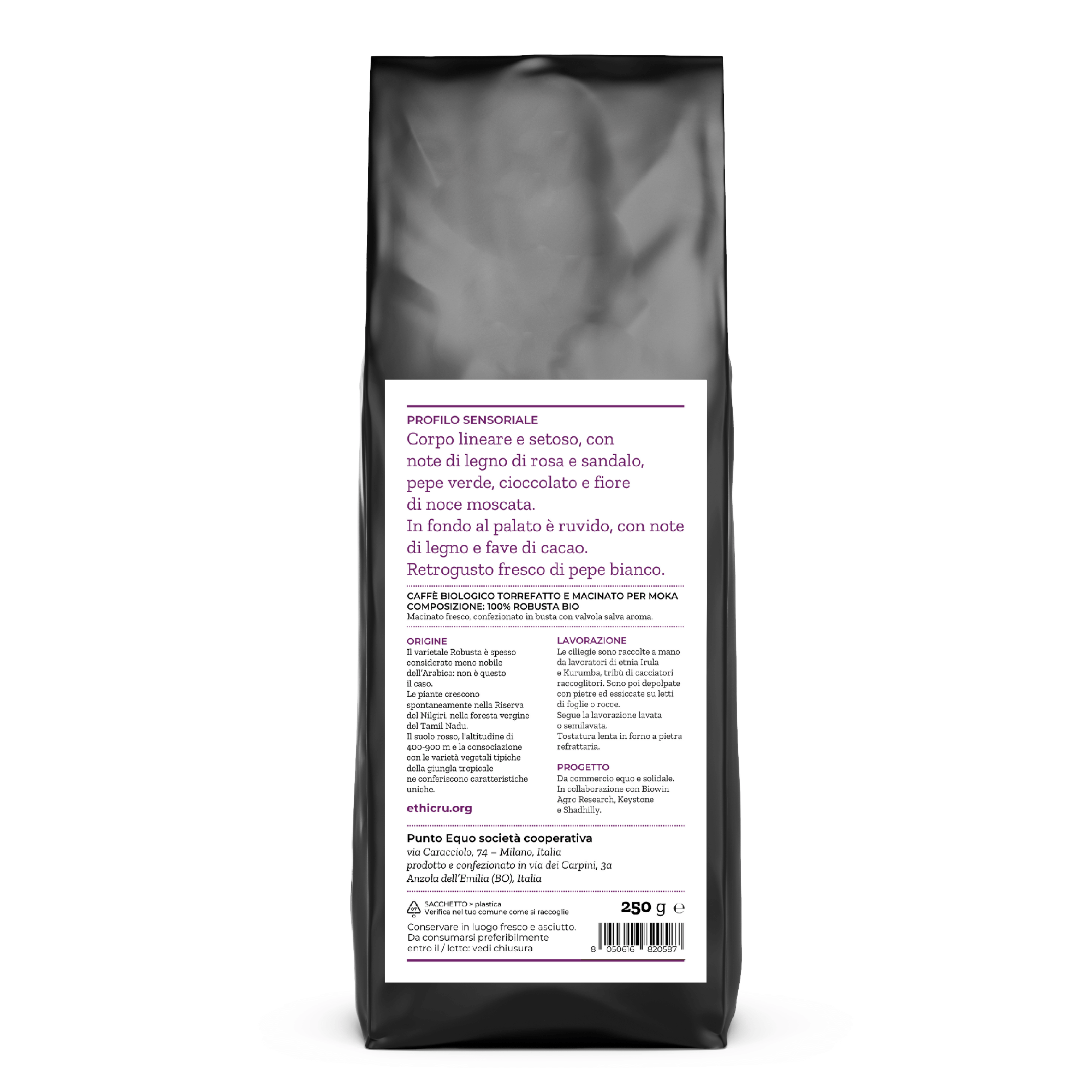 India robusta 250 g in grani etichetta