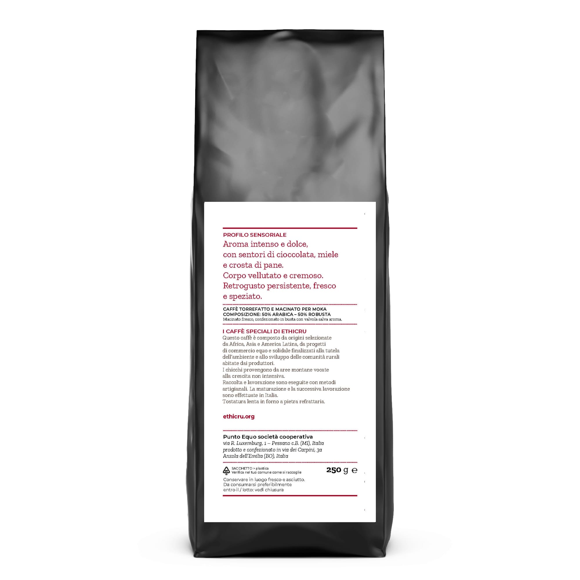 Miscela Caffè Ethicru Espresso Macinato Moka da 250 gr