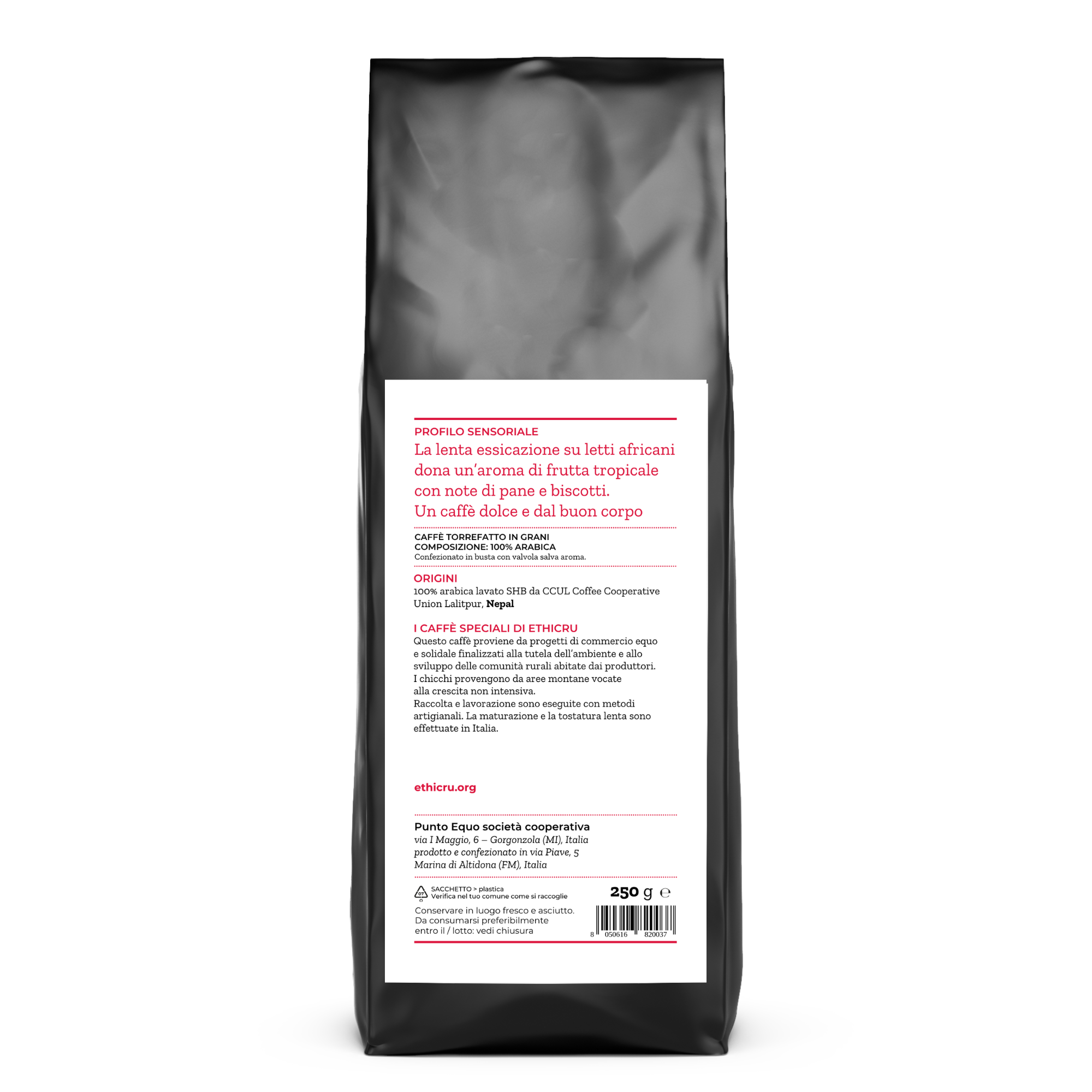Ethicru Monorigine Nepal Arabica Lavato grani 250gr
