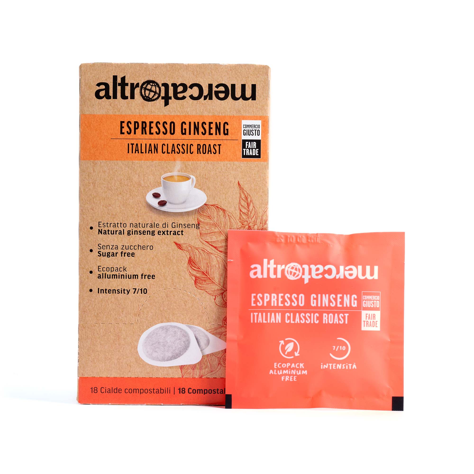 
Caffè espresso Ginseng - senza zucchero -  18 cialde